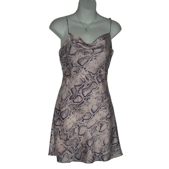 Cotton Candy LA Dress Pink Slip Navy Snakeskin Open Back 90's Style Sexy Mini S - Picture 10 of 10